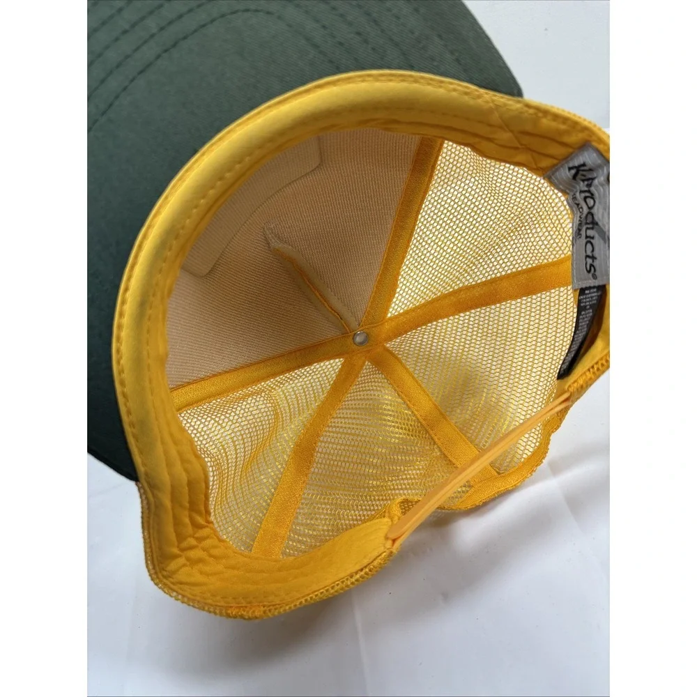 Vintage Dekalb‎ K-Products Trucker Hat Agriculture Yellow Farm Cap w/ Patch